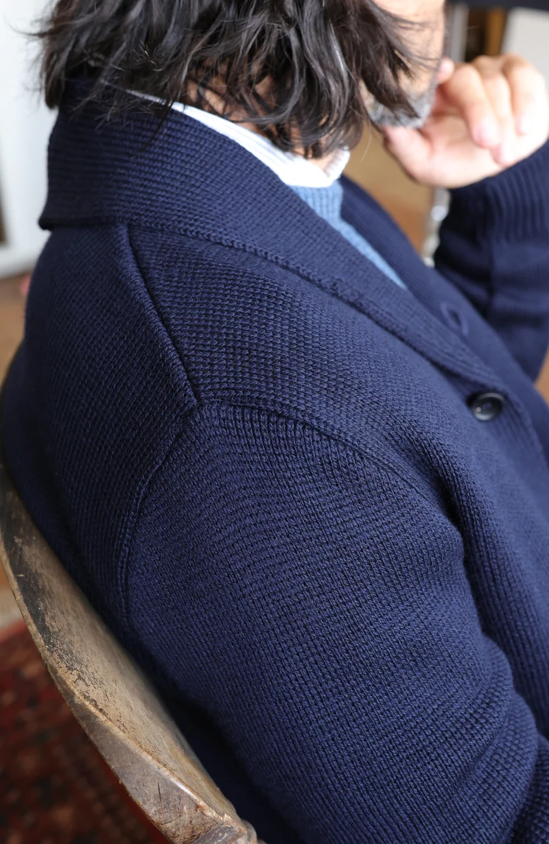 Mens Chunky Merino Wool Shawl Collar Cardigan