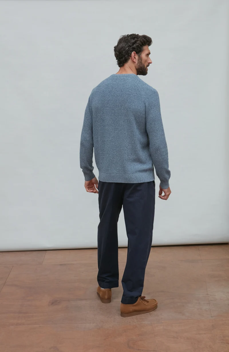 Mens Lightweight Cotton Fisherman Rib Jumper