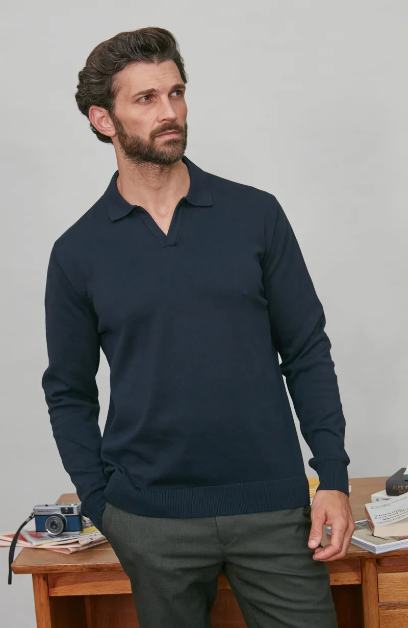 Mens Lightweight Cotton Buttonless Polo Shirt
