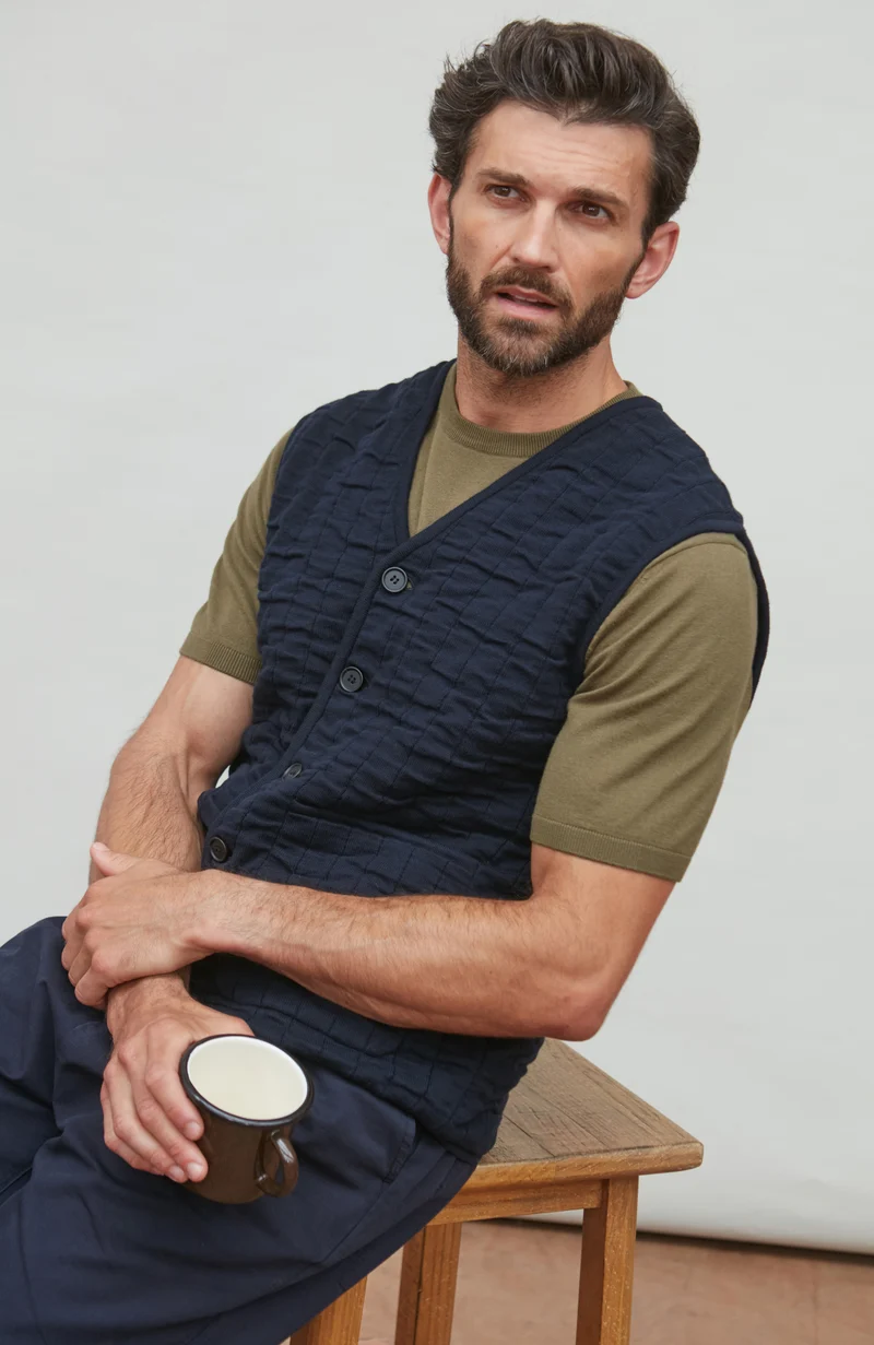 Mens Cotton Quilted Knitted Gilet