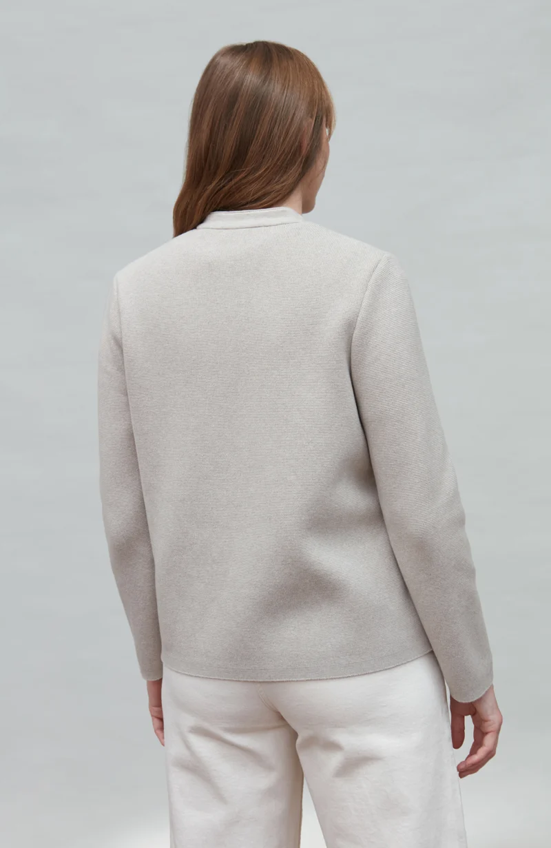 Womens Midweight Cotton Knitted Nehru Jacket