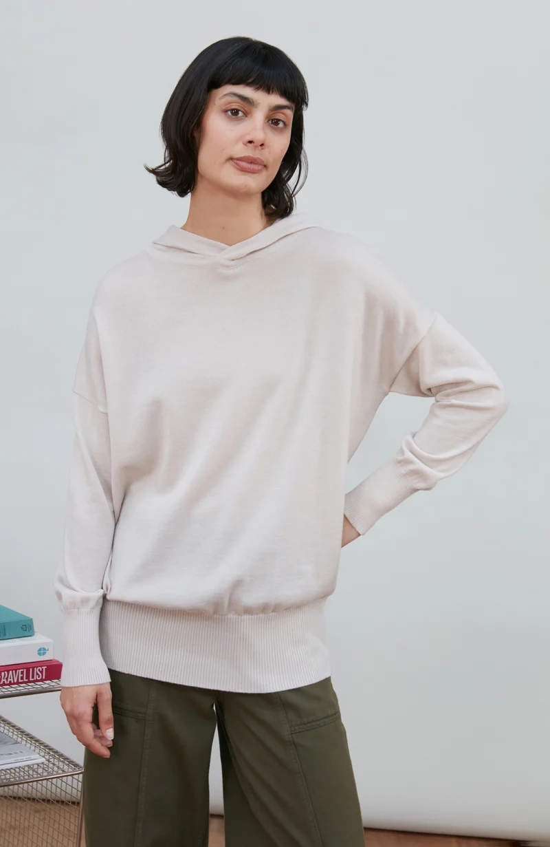 Womens Pure Extra Fine Merino Relaxed Fit Hooded Jumper