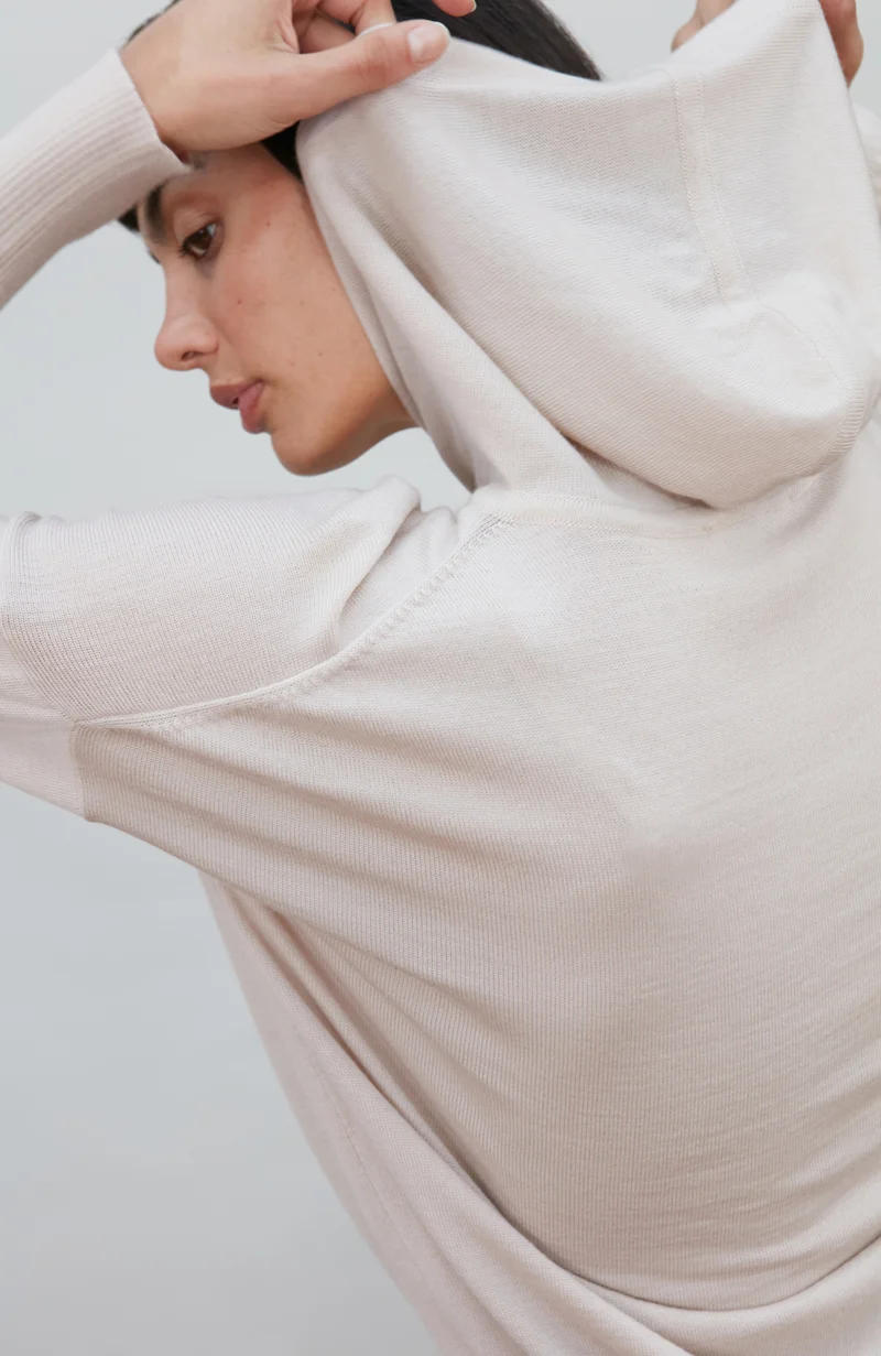 Womens Pure Extra Fine Merino Relaxed Fit Hooded Jumper