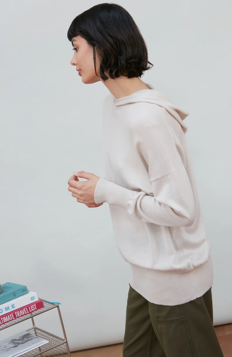 Womens Pure Extra Fine Merino Relaxed Fit Hooded Jumper