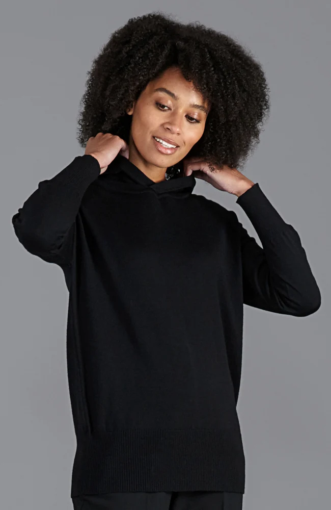 Womens Pure Extra Fine Merino Relaxed Fit Hooded Jumper