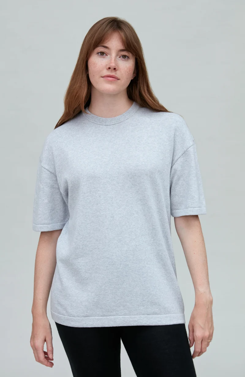 Womens Lightweight Cotton Oversized Knitted T-Shirt