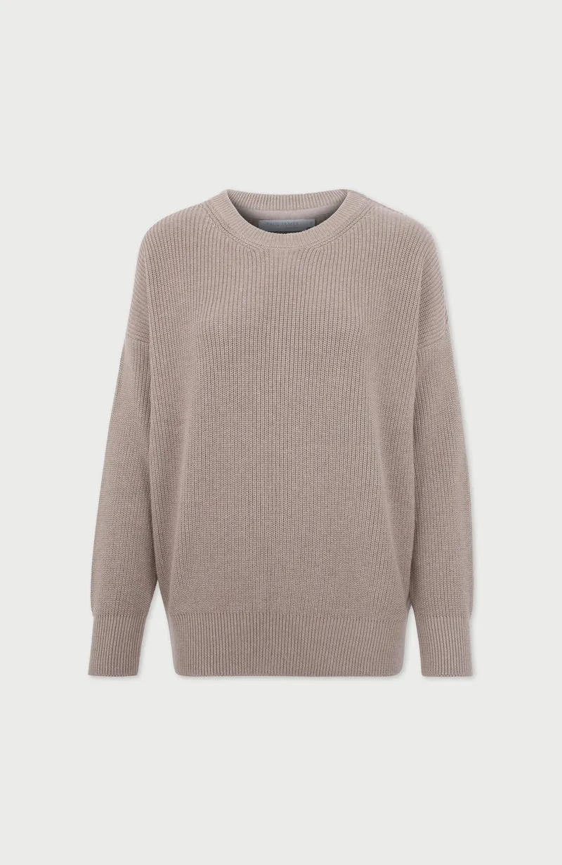 Womens Cotton Ribbed Crew Neck Jumper