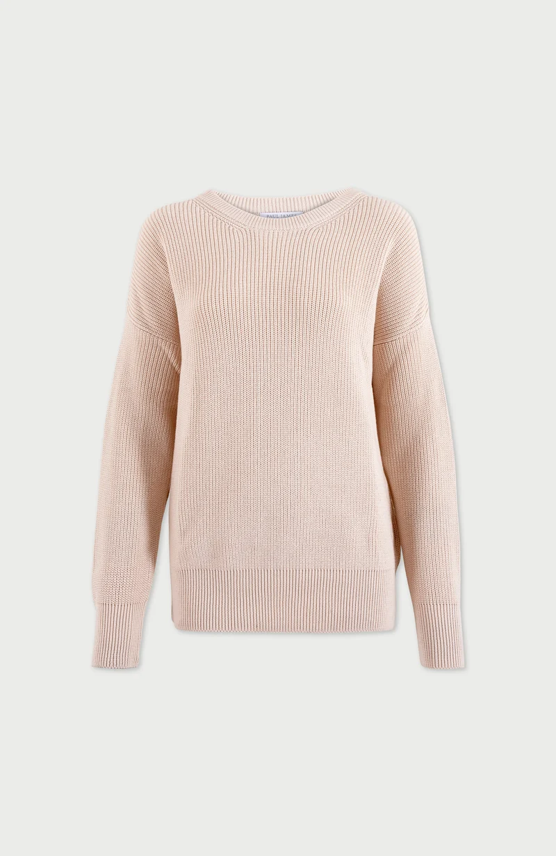 Womens Cotton Ribbed Crew Neck Jumper