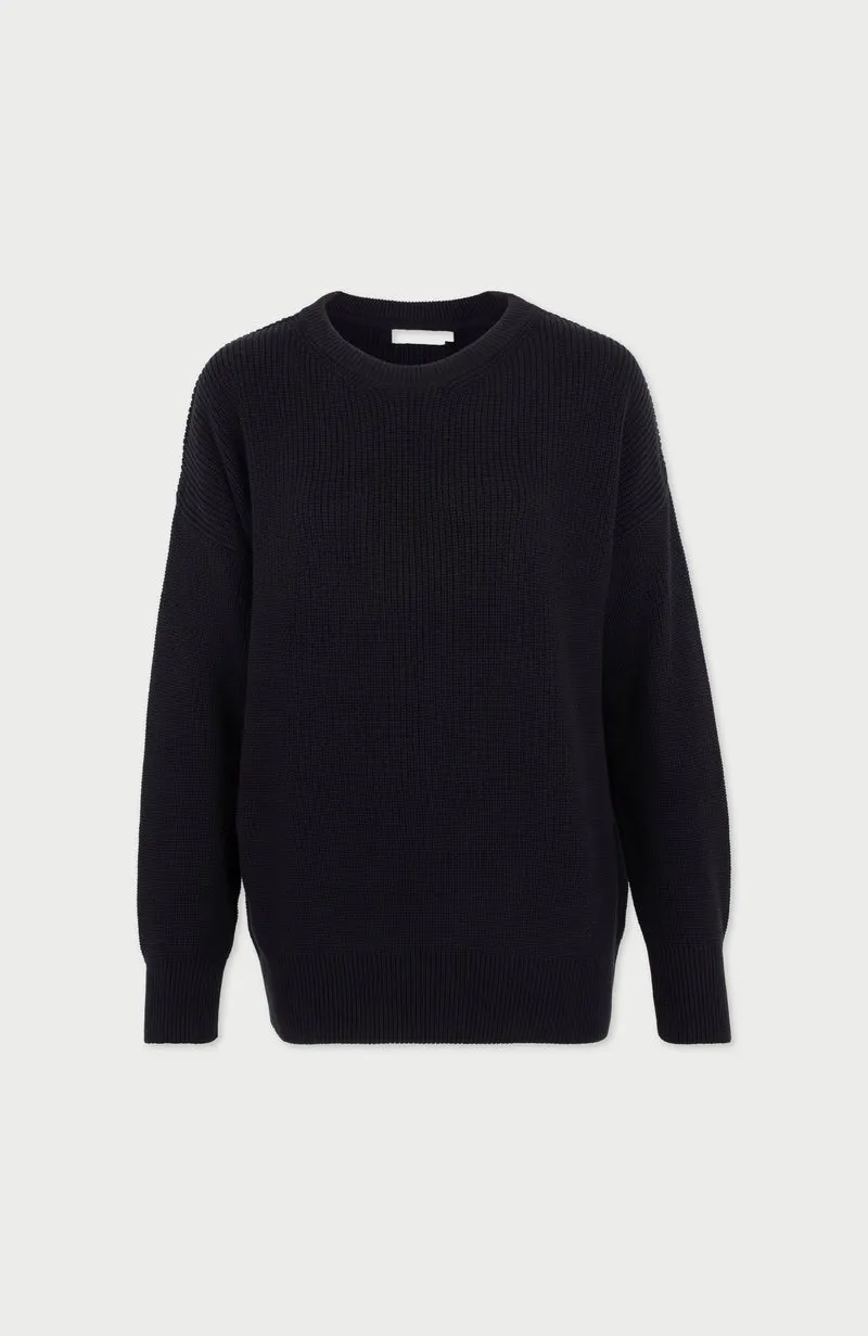 Womens Cotton Ribbed Crew Neck Jumper