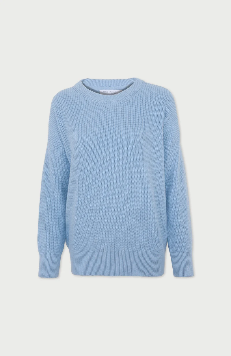Womens Cotton Ribbed Crew Neck Jumper