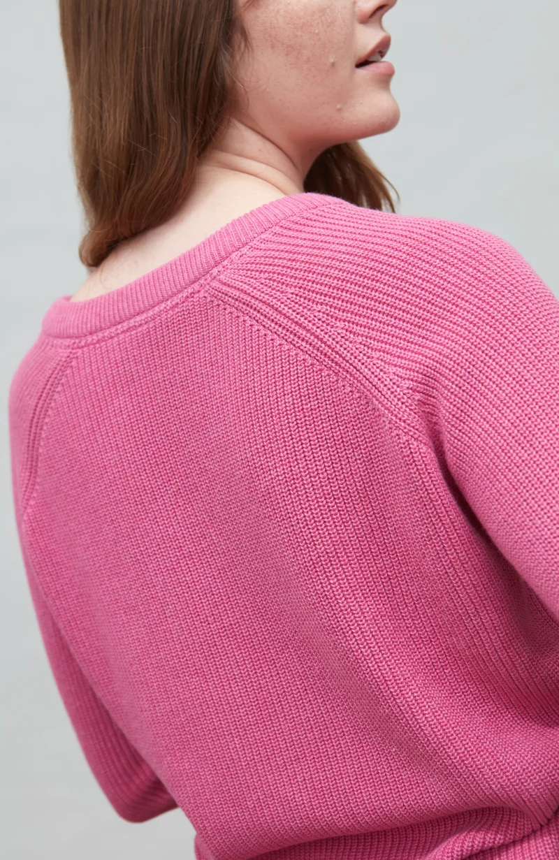 Womens Cotton Ribbed V Neck Jumper