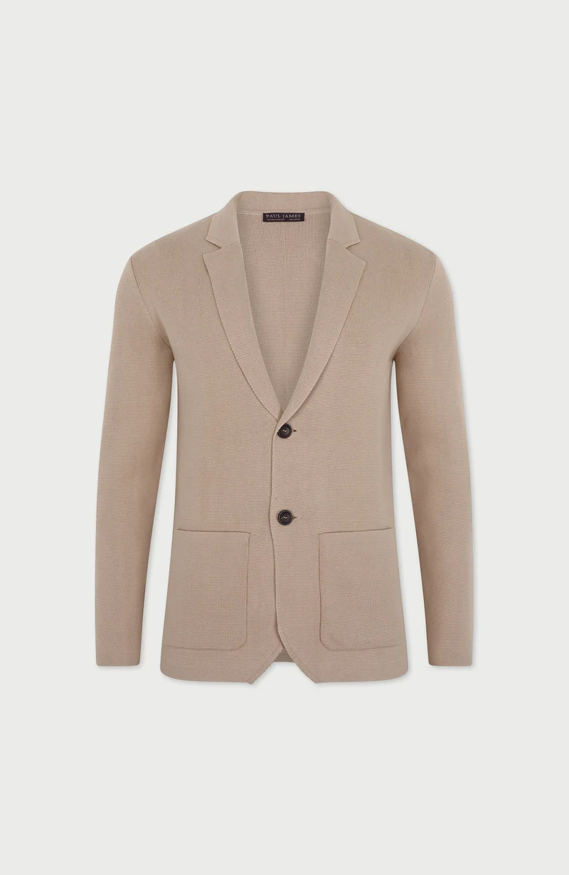 Mens Midweight Cotton Deconstructed Knitted Blazer