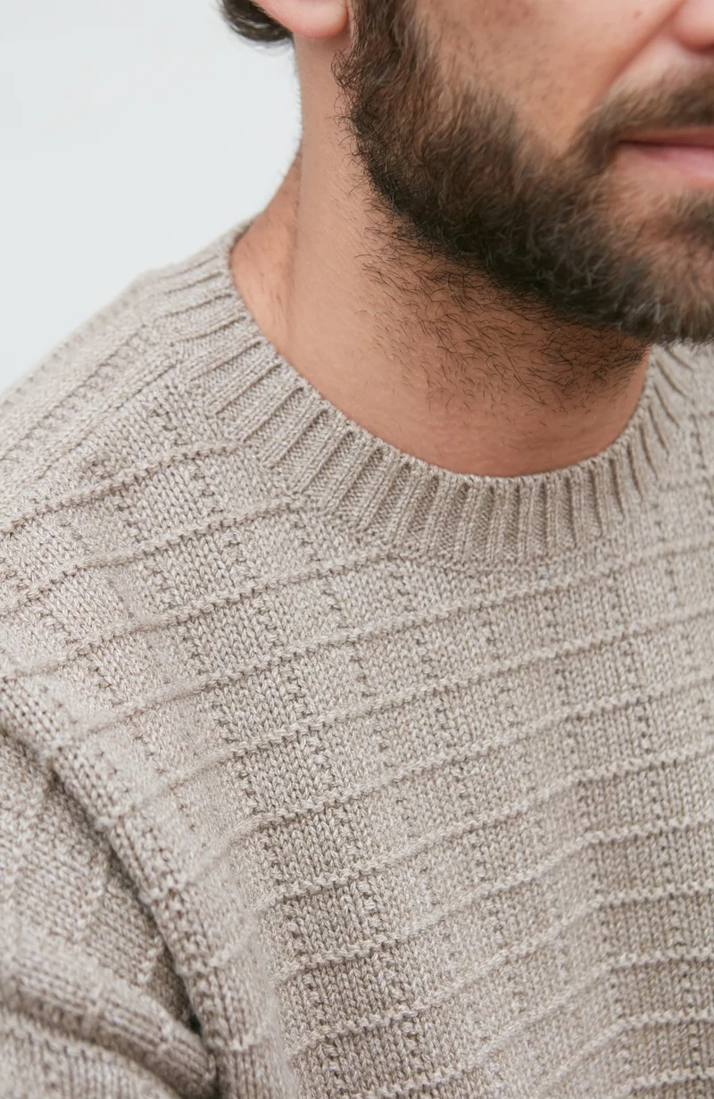 Mens Midweight Cotton Grid Knit Gansey Jumper