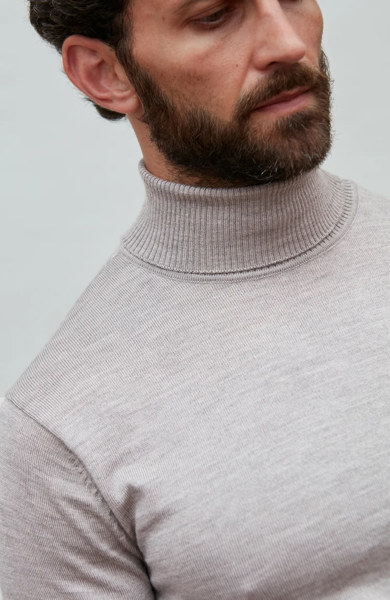 Mens Extra Fine Merino Wool Roll Neck Jumper