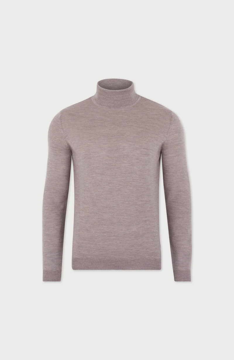 Mens Extra Fine Merino Wool Roll Neck Jumper