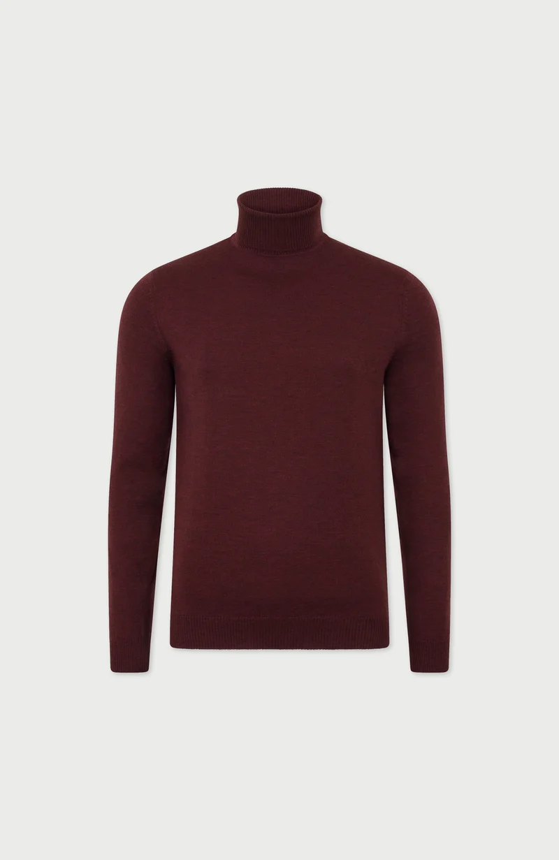 Mens Extra Fine Merino Wool Roll Neck Jumper