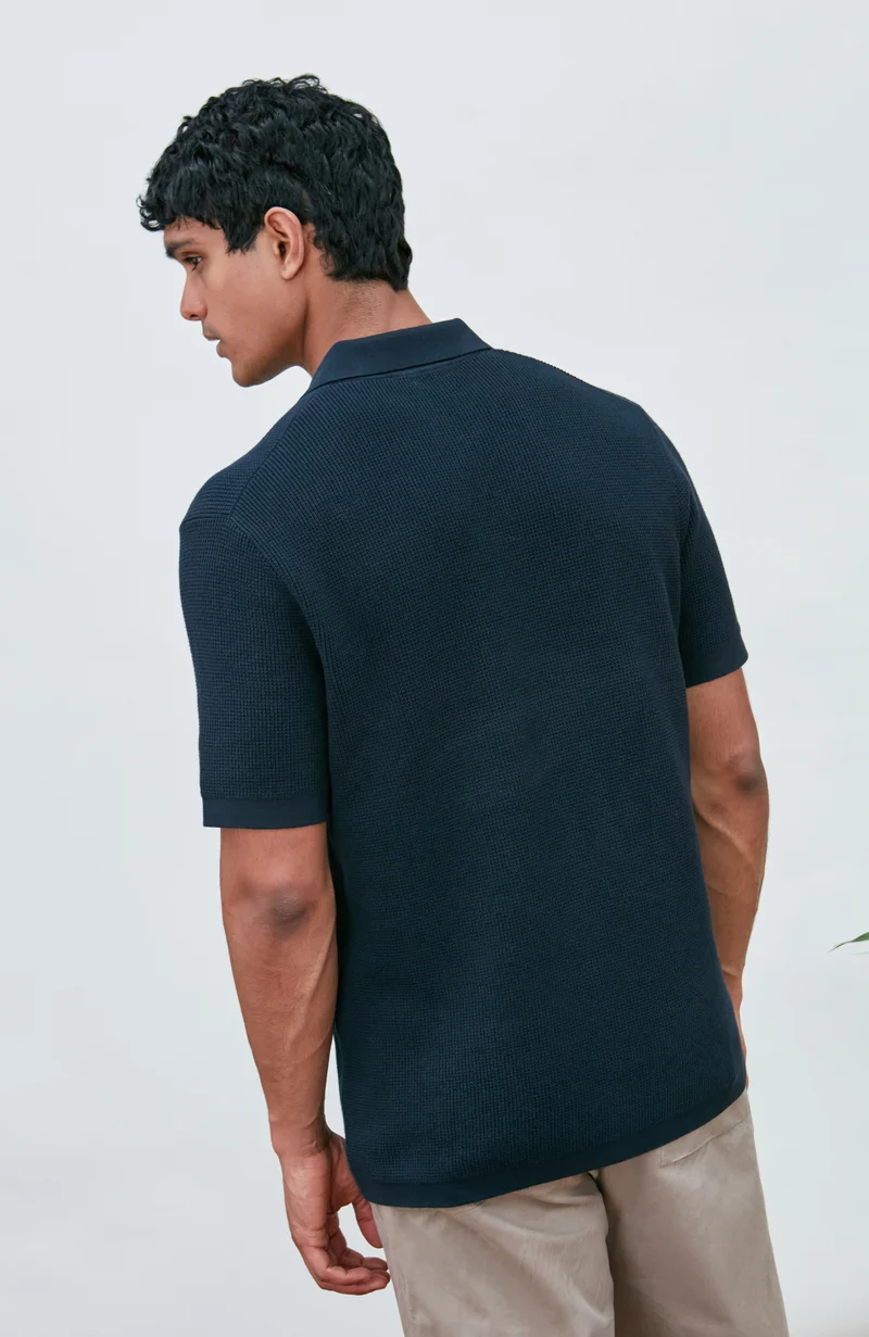 Mens Lightweight Cotton Waffle Knit Shirt