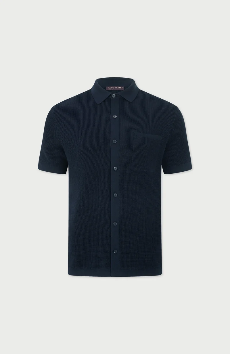 Mens Lightweight Cotton Waffle Knit Shirt