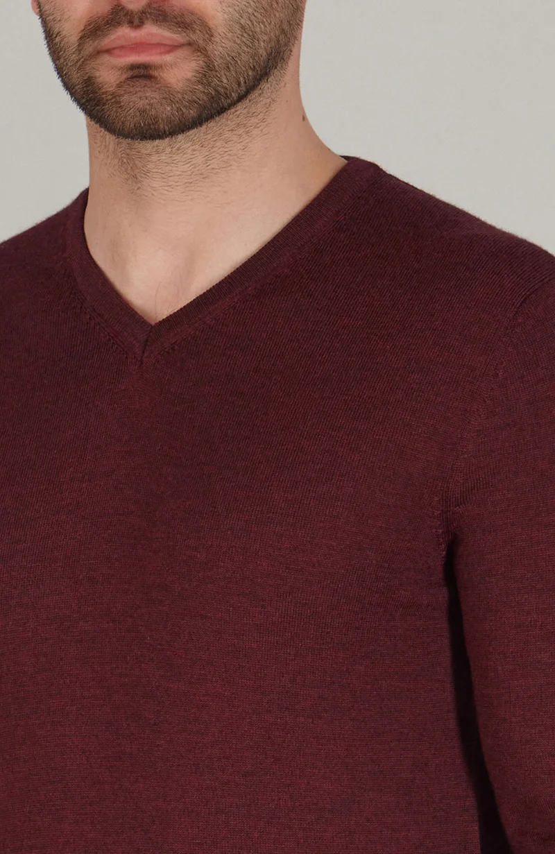 Mens Extra Fine Merino Wool V-Neck Jumper