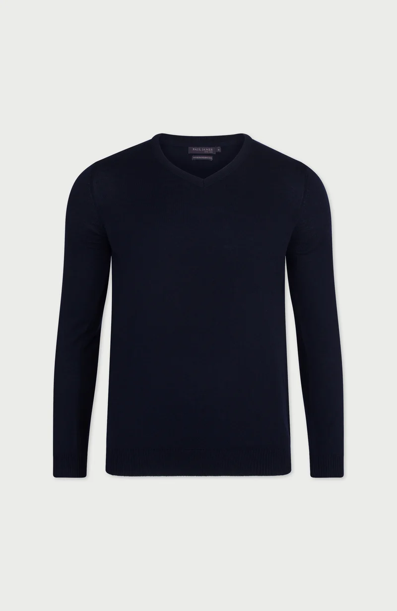 Mens Extra Fine Merino Wool V-Neck Jumper