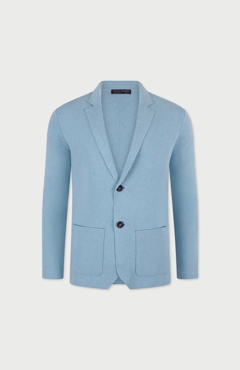 Mens Midweight Cotton Deconstructed Knitted Blazer