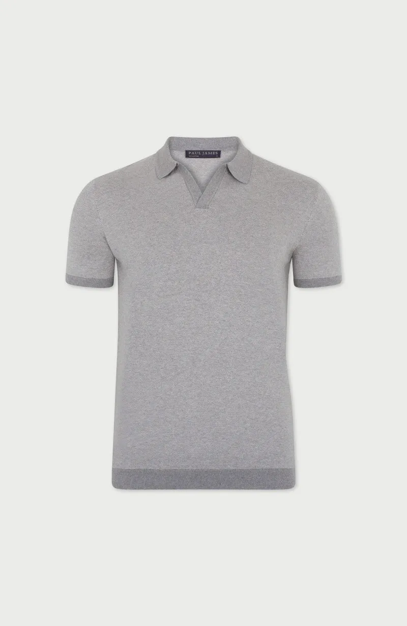 Mens Lightweight Cotton Honeycomb Buttonless Polo Shirt