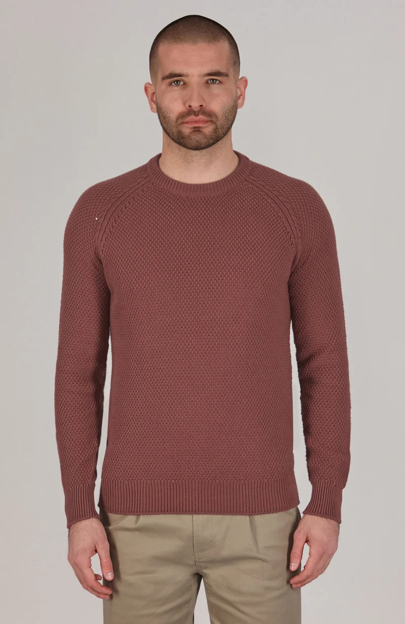 Mens Organic Cotton Moss Stitch Raglan Jumper