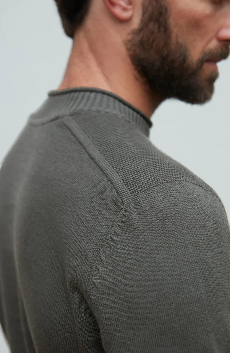 Mens Lightweight Organic Cotton Linen Saddle Shoulder Jumper