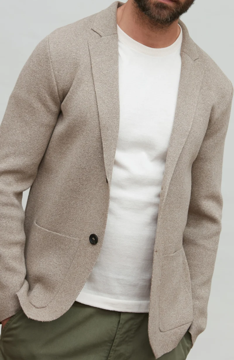 Mens Lightweight Jaspe Cotton Knitted Blazer
