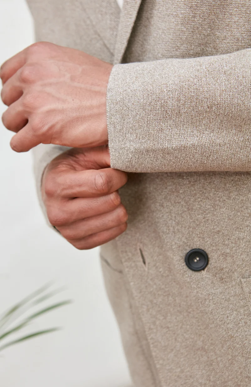 Mens Lightweight Cotton Double Breasted Knitted Blazer