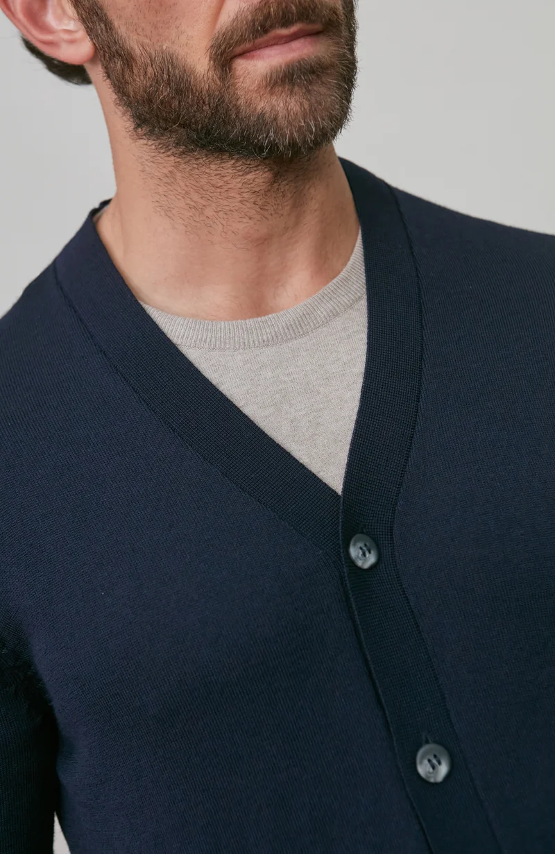 Mens Extra Fine Merino Wool Cardigan