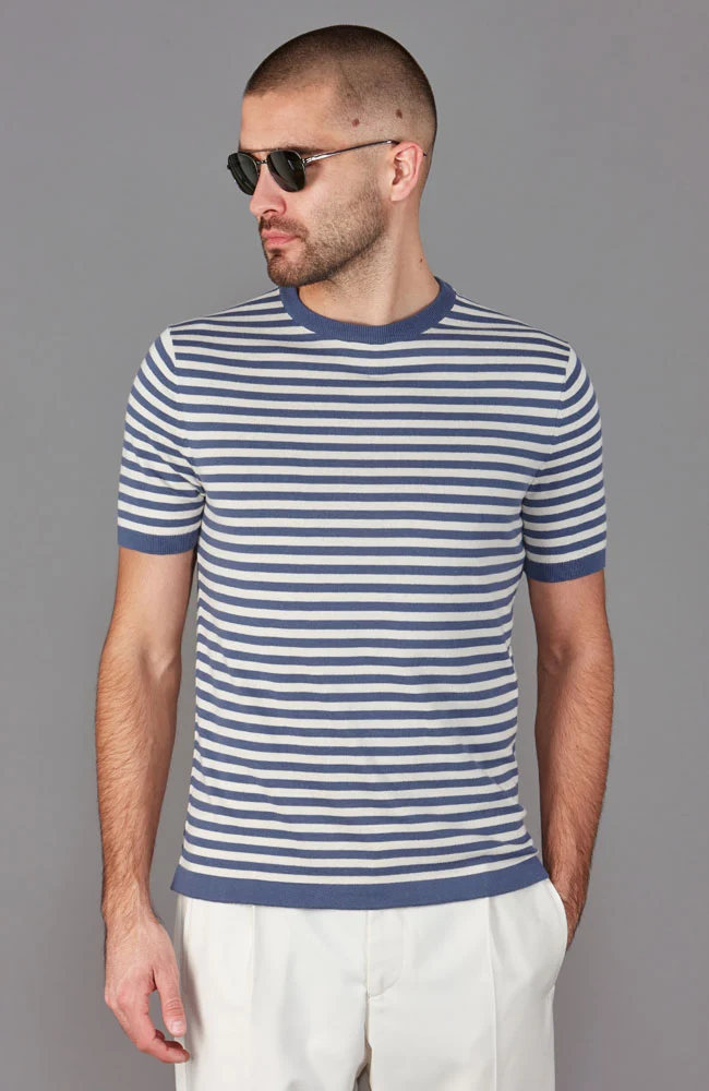 Mens Ultra Fine Cotton Knitted Breton T-Shirt