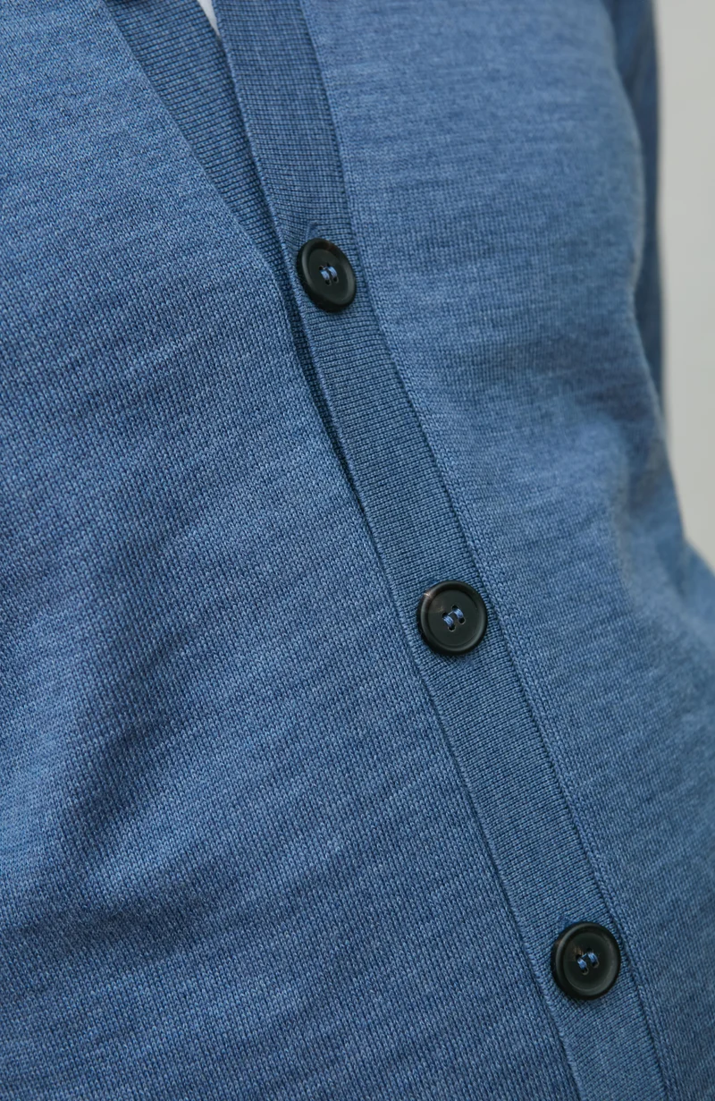 Mens Extra Fine Merino Wool Polo Cardigan