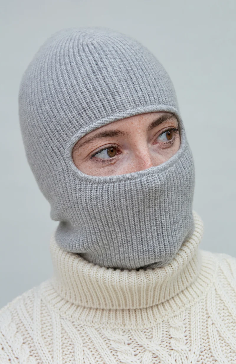 Merino Cashmere Fisherman Rib Balaclava