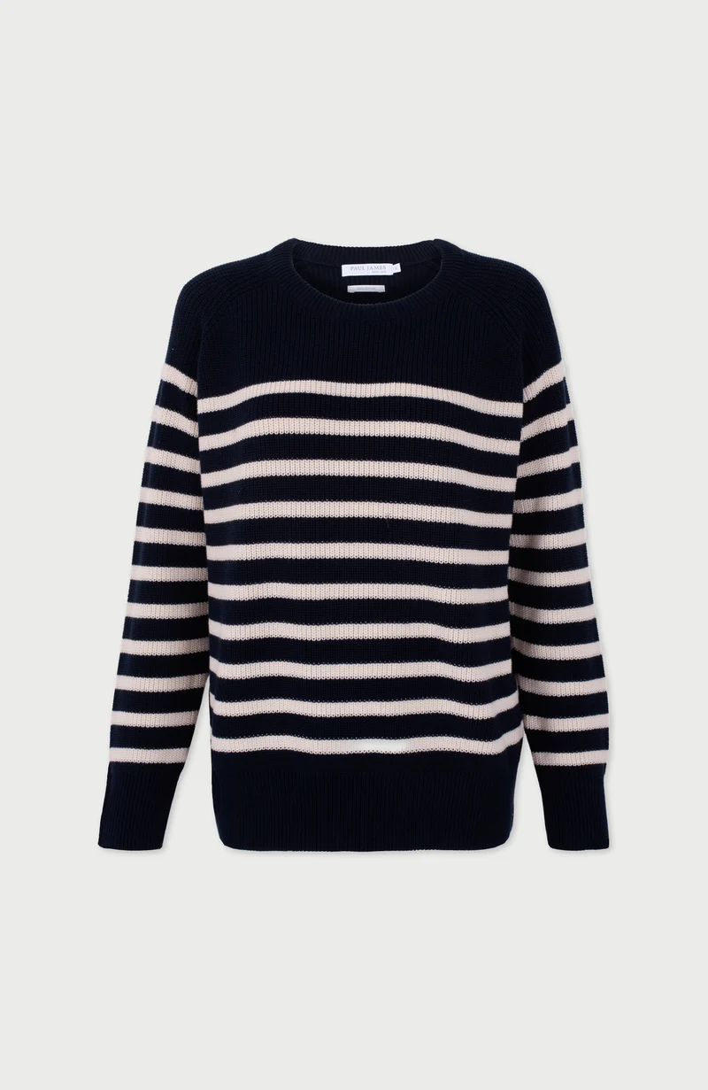 Womens Cotton Ribbed Breton Jumper