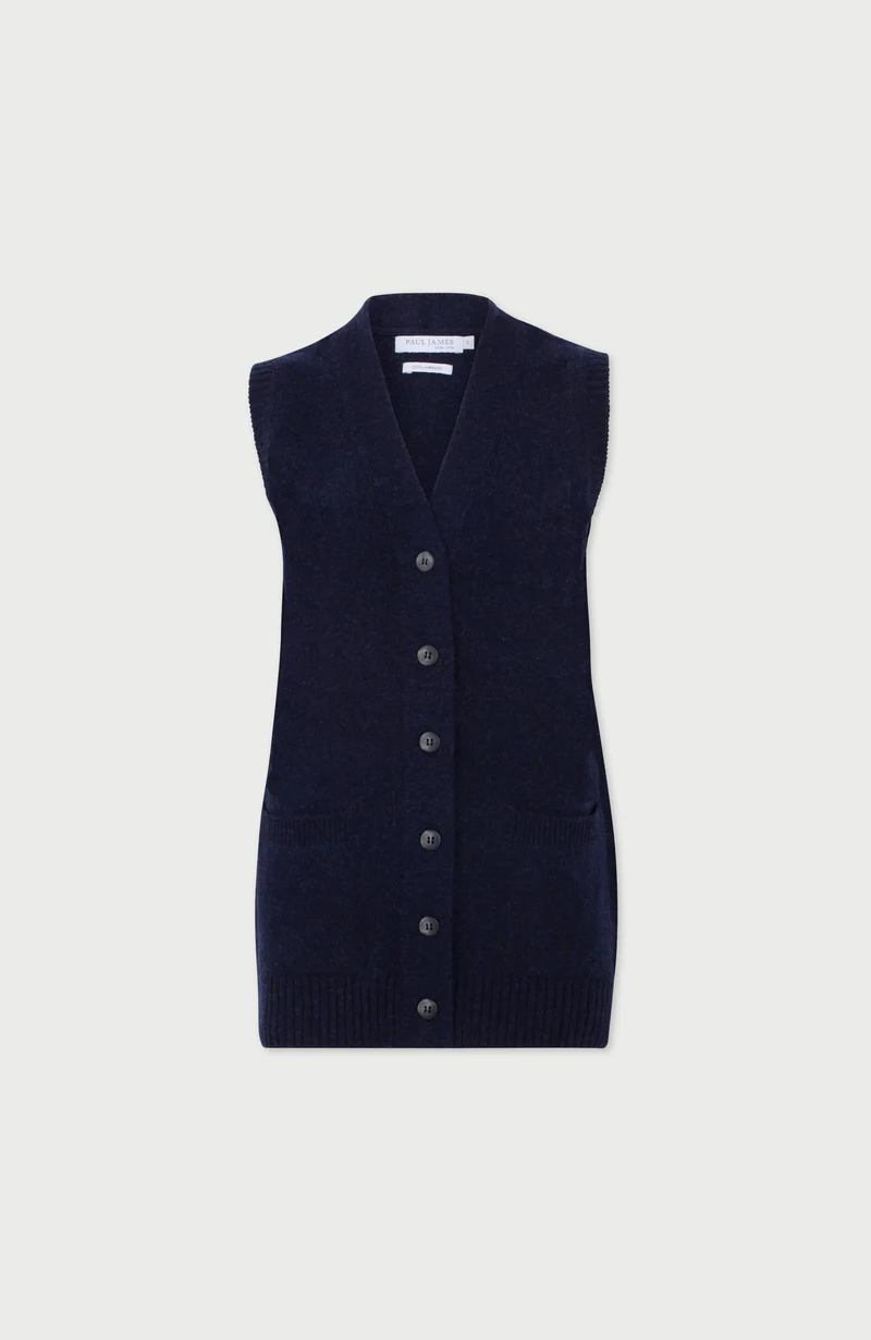 Womens Lambswool V Neck Waistcoat with Pockets