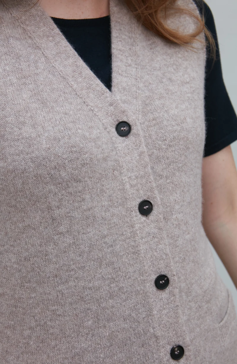 Womens Lambswool V Neck Waistcoat with Pockets
