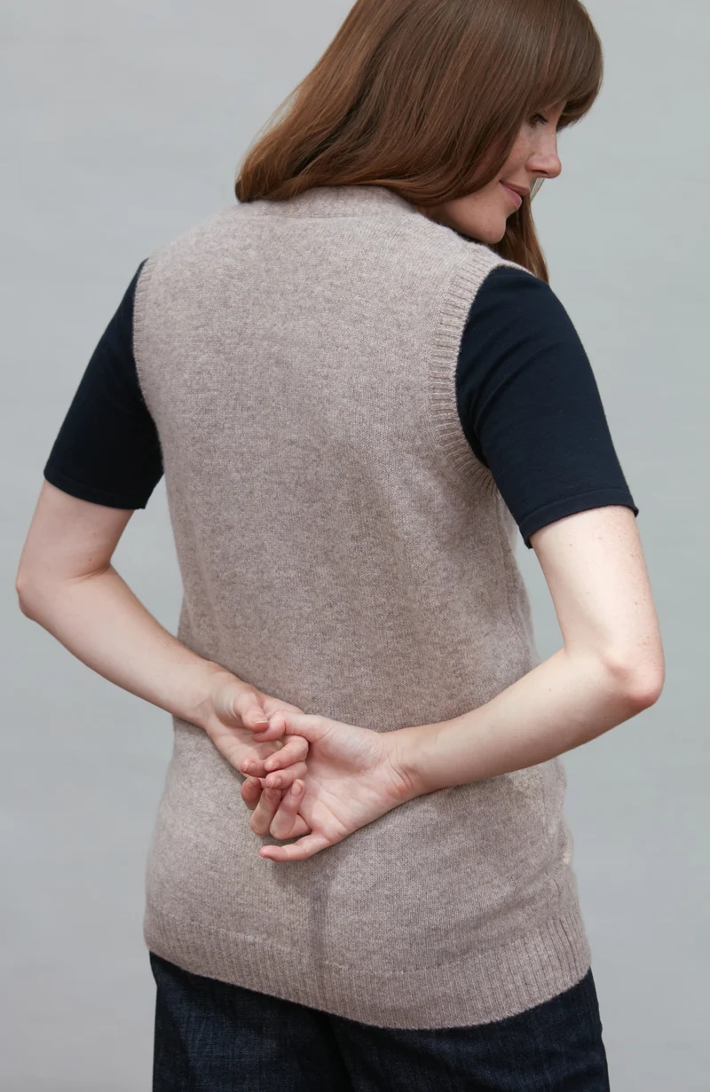 Womens Lambswool V Neck Waistcoat with Pockets