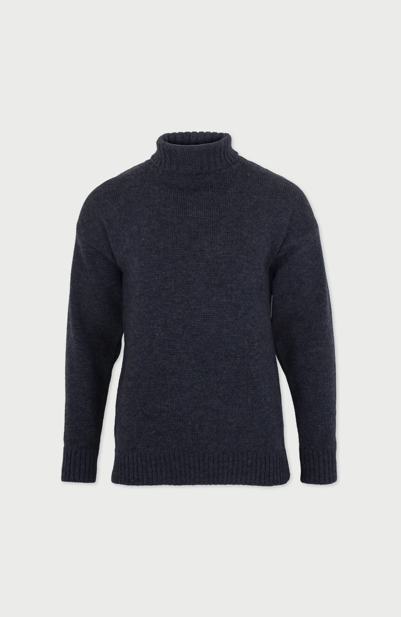 Mens XS Stone Submariner Chunky Roll Neck Merino Wool Jumper