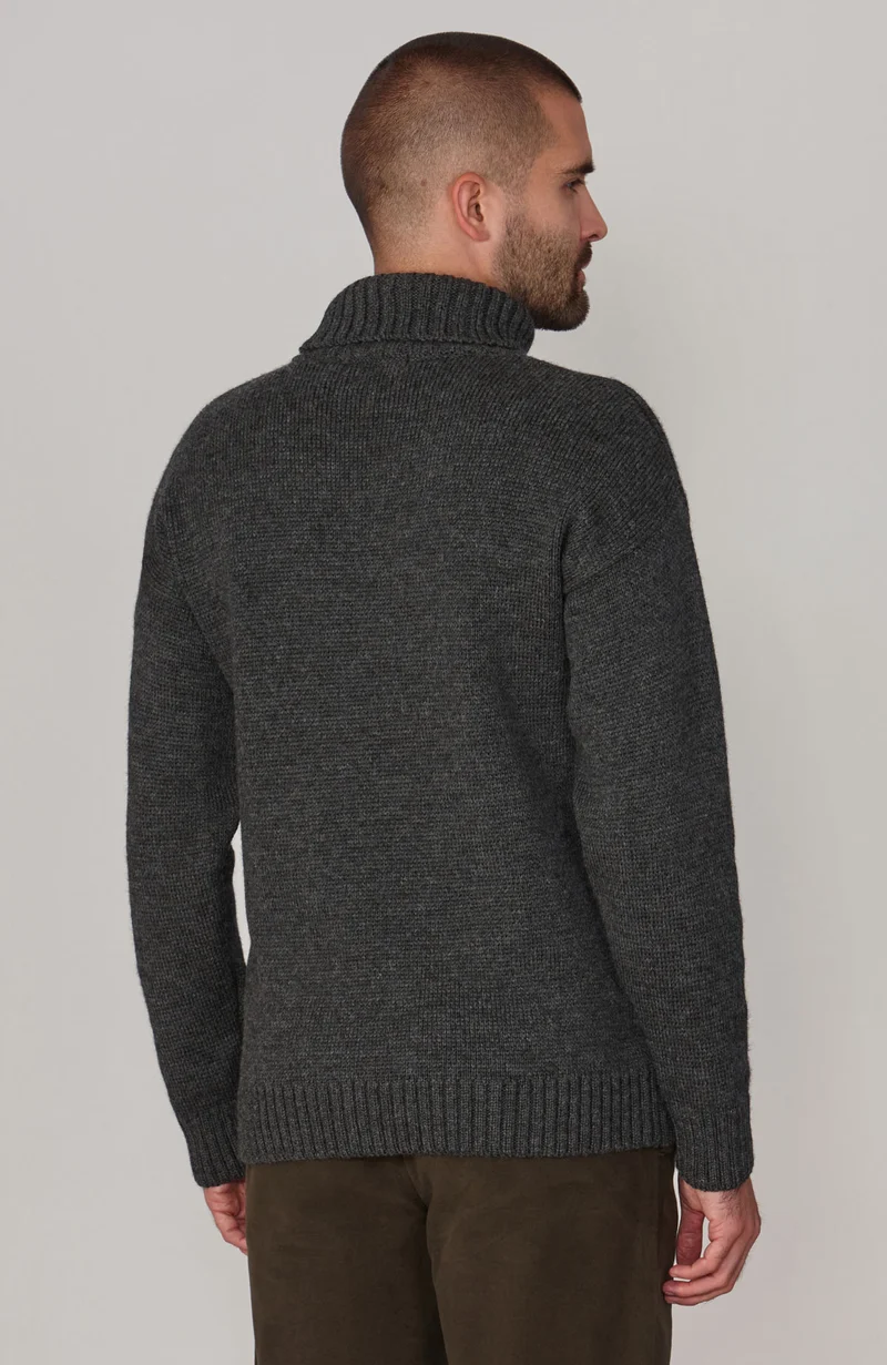 Mens XS Stone Submariner Chunky Roll Neck Merino Wool Jumper
