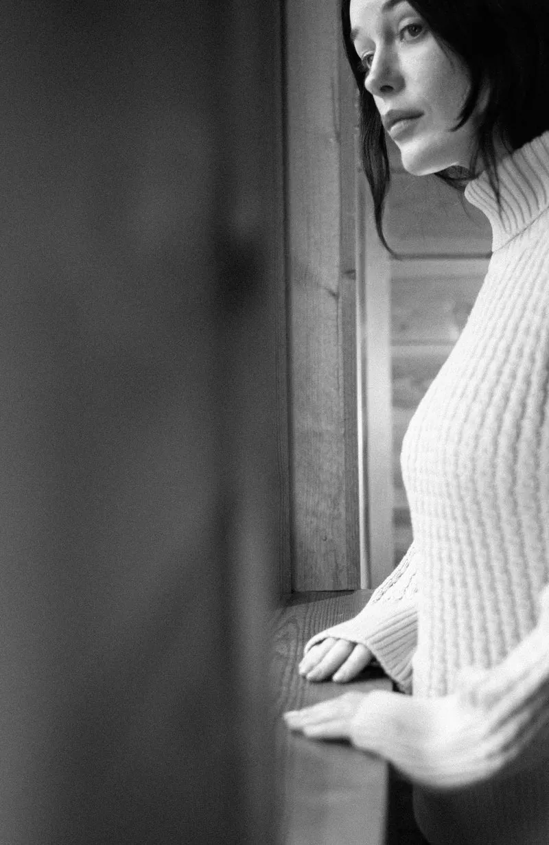Womens Midweight Cotton Cable Roll Neck Jumper