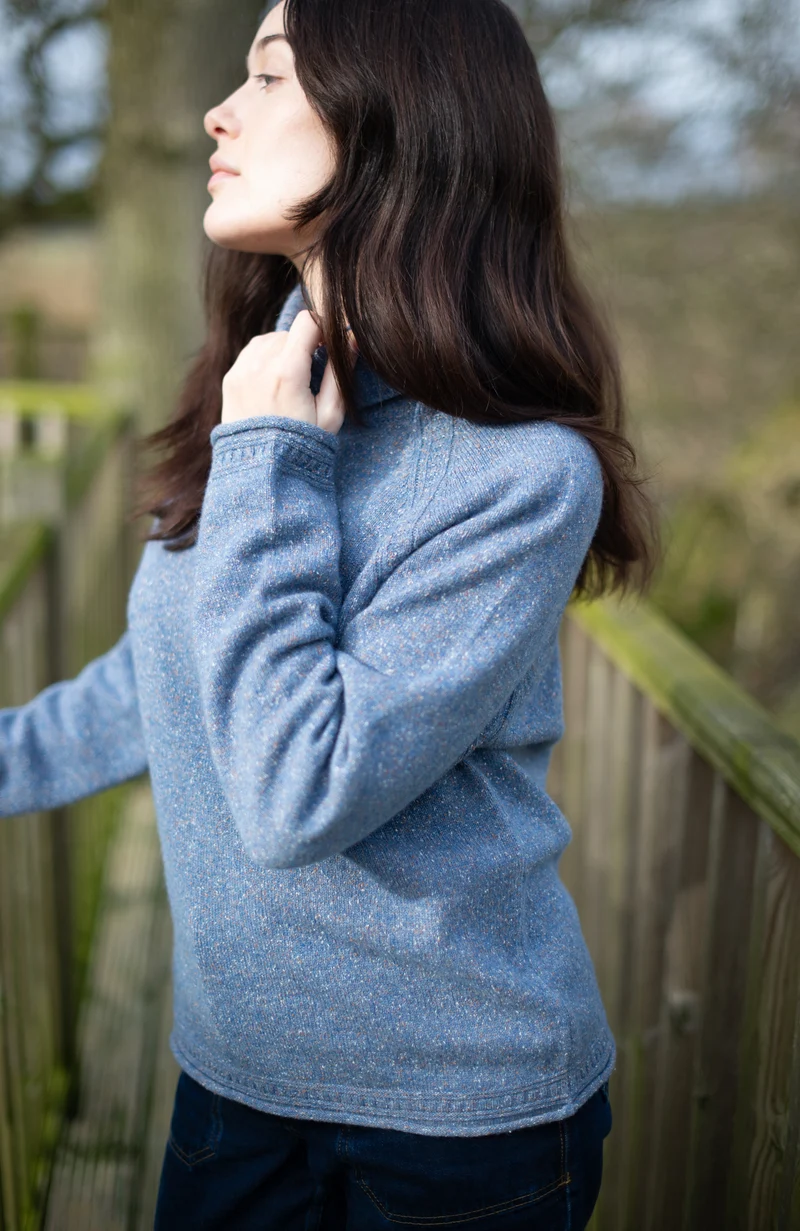 Womens Lambswool Silk Roll Neck Jumper