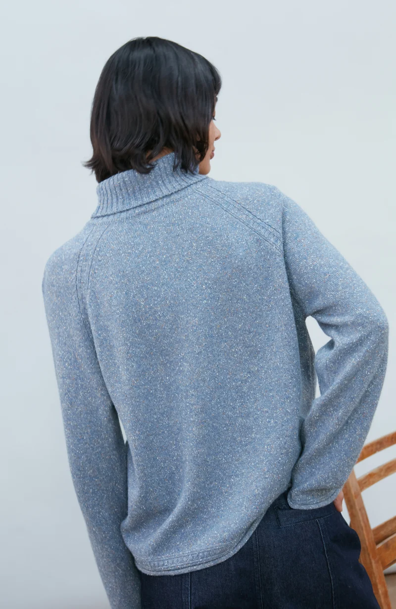 Womens Lambswool Silk Roll Neck Jumper