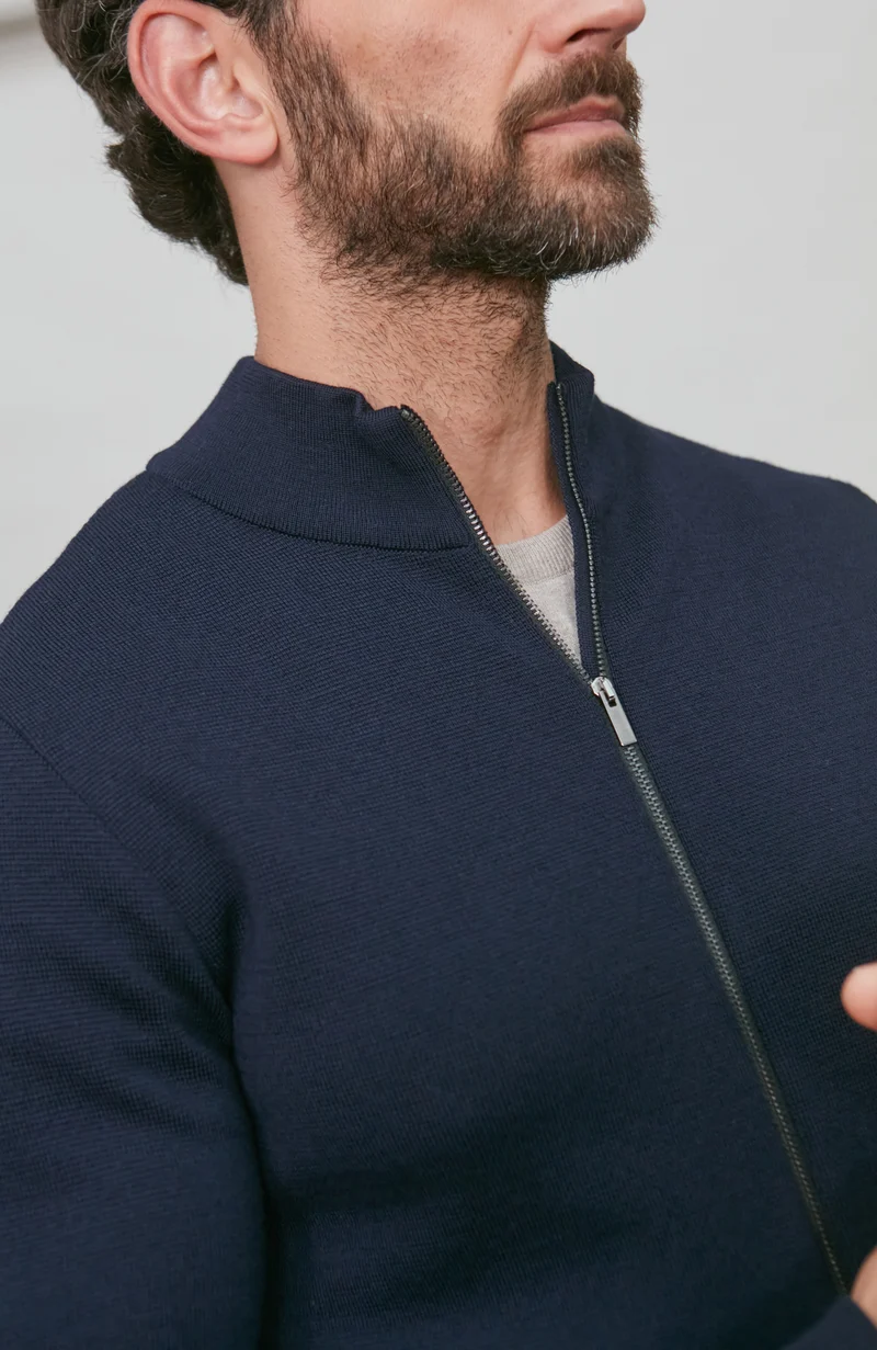 Mens Extra Fine Merino Knitted Jacket