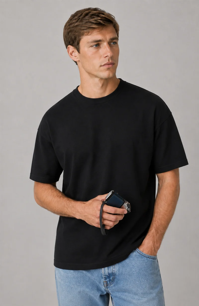 Mens Lightweight Cotton Oversized Knitted T-Shirt