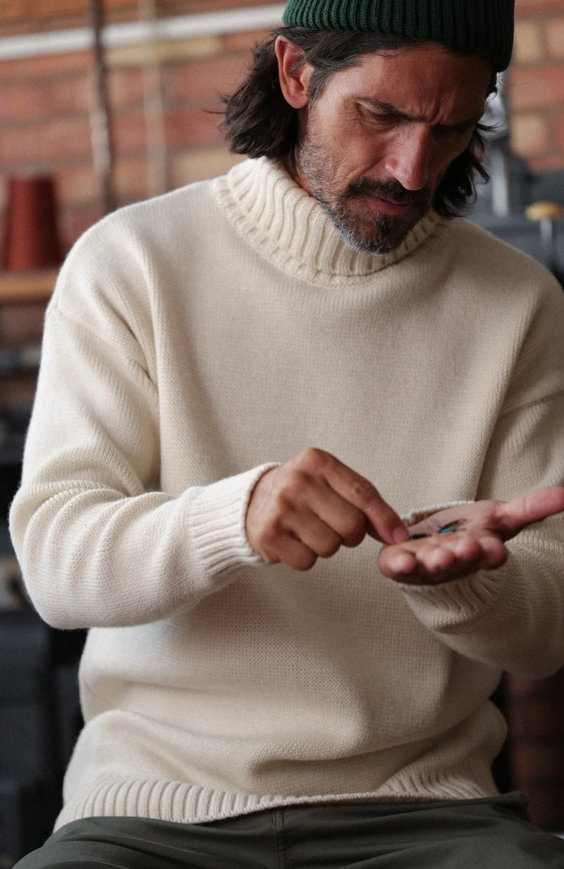 Mens Chunky Merino Wool Submariner Roll Neck Jumper