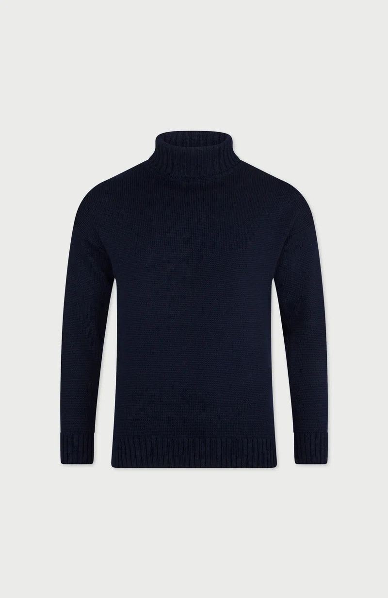 Mens Chunky Merino Wool Submariner Roll Neck Jumper