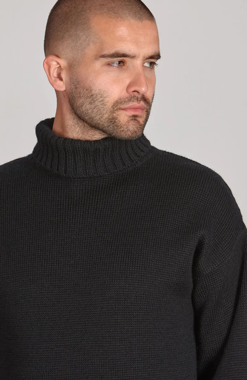 Mens Chunky Merino Wool Submariner Roll Neck Jumper