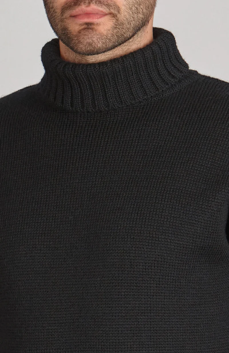 Mens Chunky Merino Wool Submariner Roll Neck Jumper