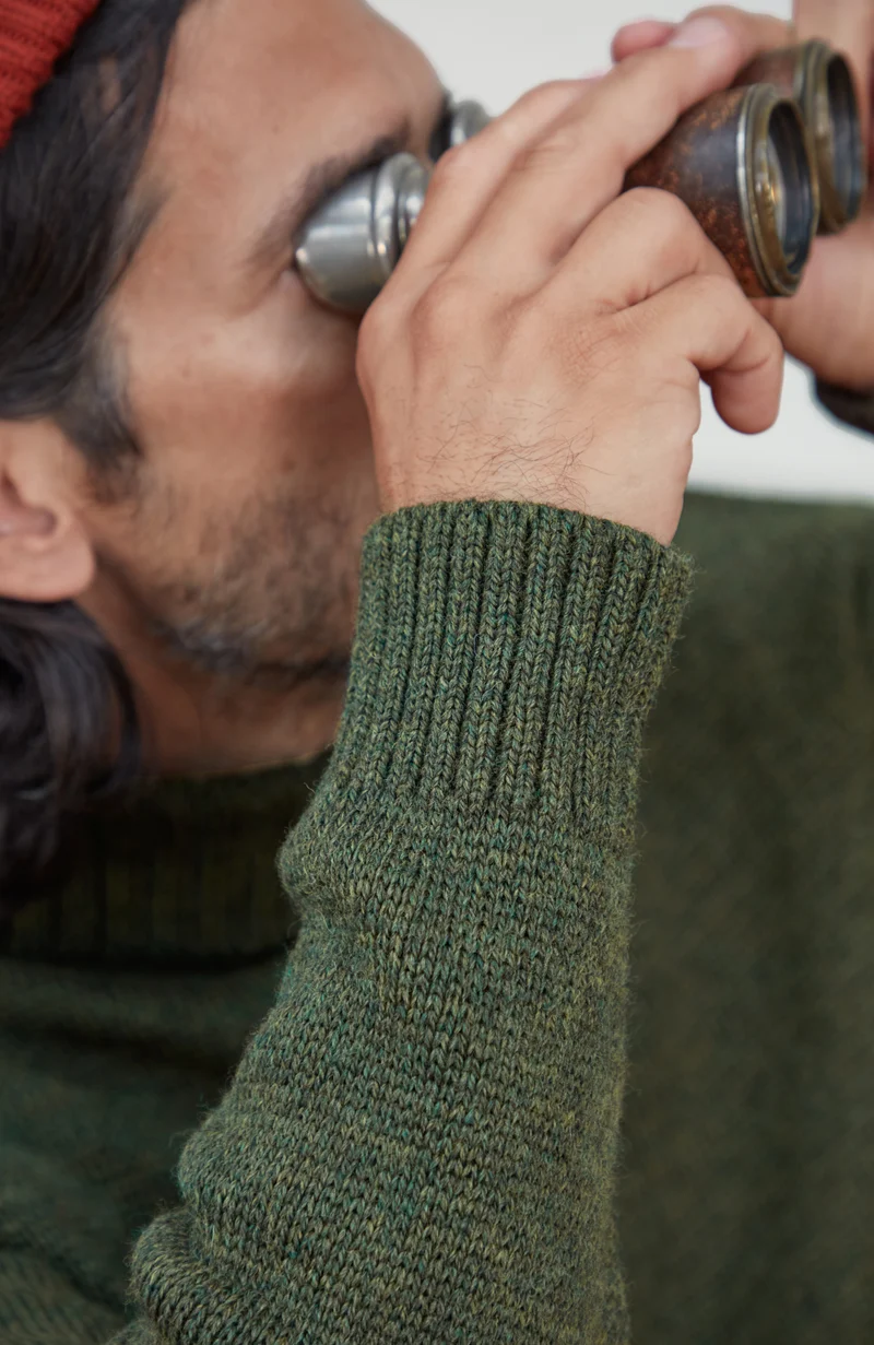 Mens Chunky Merino Wool Submariner Roll Neck Jumper